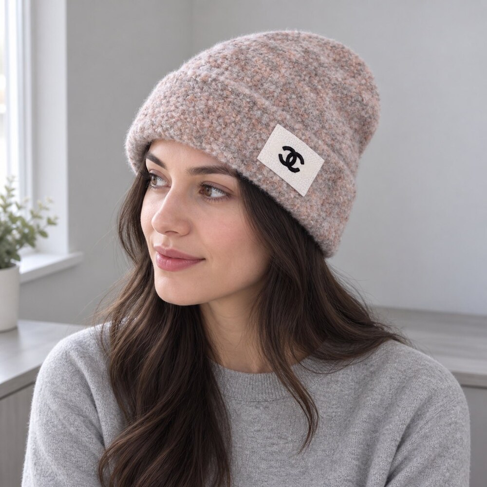 CHANEL Boucle CC Patch Knit Beanie - Picture 3 of 6